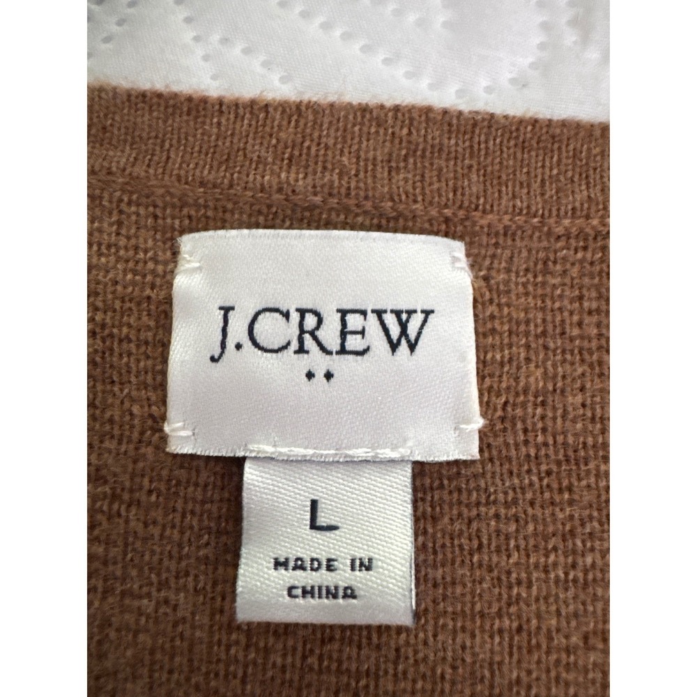 J. Crew Longline Open Front Cardigan Sweater Camel Brown Size Large - Picture 8 of 11